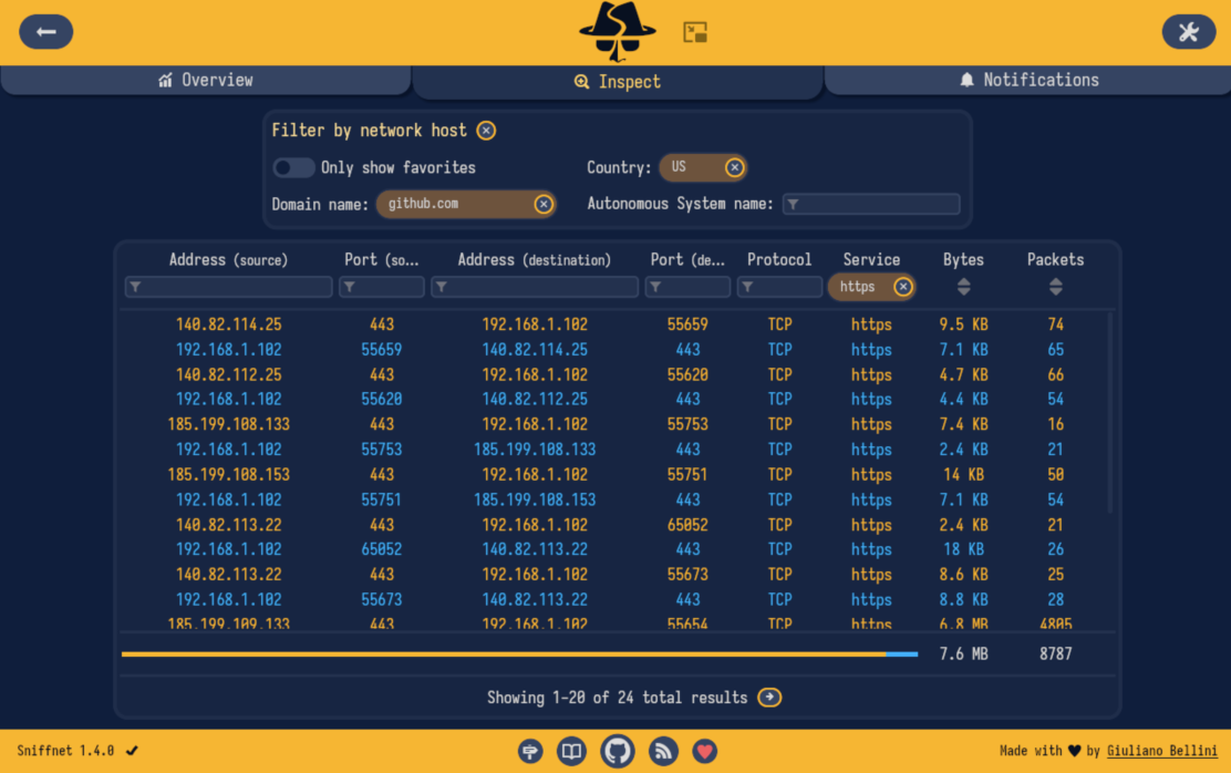 Sniffnet 网络监控神器体验:跨平台免费开源,实时流量监控 + 连接追踪 + 地理位置识别,小白也能看懂网络状况 Sniffnet 网络监控神器体验:跨平台免费开源,实时流量监控 + 连接追踪 + 地理位置识别,小白也能看懂网络状况