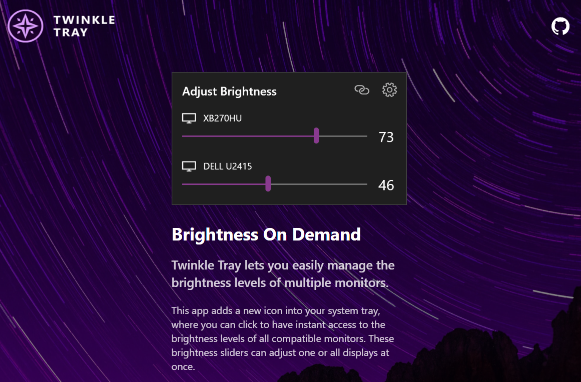 多显示器亮度调节太麻烦?用 Twinkle Tray 一键搞定!任务栏直接调亮度 + 定时自动调节,告别显示器实体按键 多显示器亮度调节太麻烦?用 Twinkle Tray 一键搞定!任务栏直接调亮度 + 定时自动调节,告别显示器实体按键