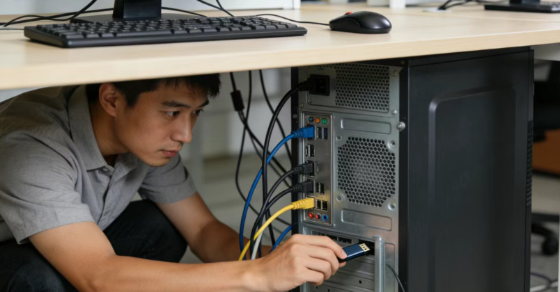 网管为啥非要钻桌底插U盘？别问，问就是保命！